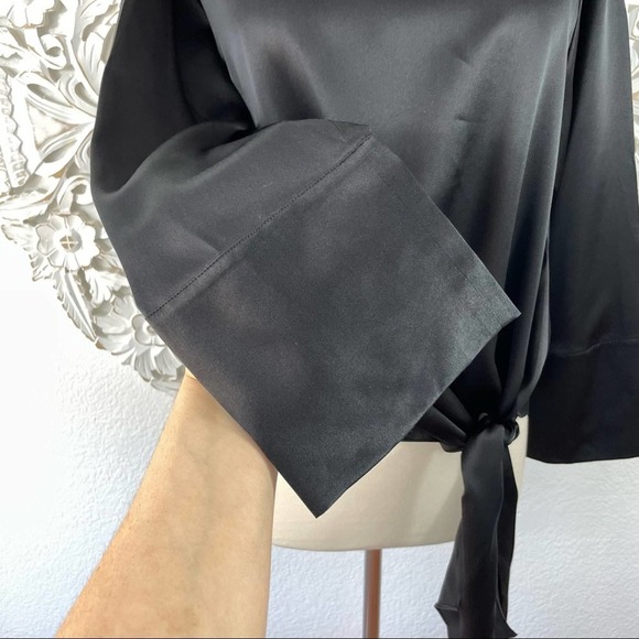 {Cinq a Sept} Scarlett Silk Satin Tie-Front Long Sleeve Blouse, Size S, NWT - Picture 5 of 9